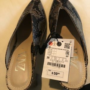Zara snake skin open back heels